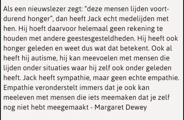 Sympathie is nog geen empathie - Margaret Dewey over het verschil hiertussen